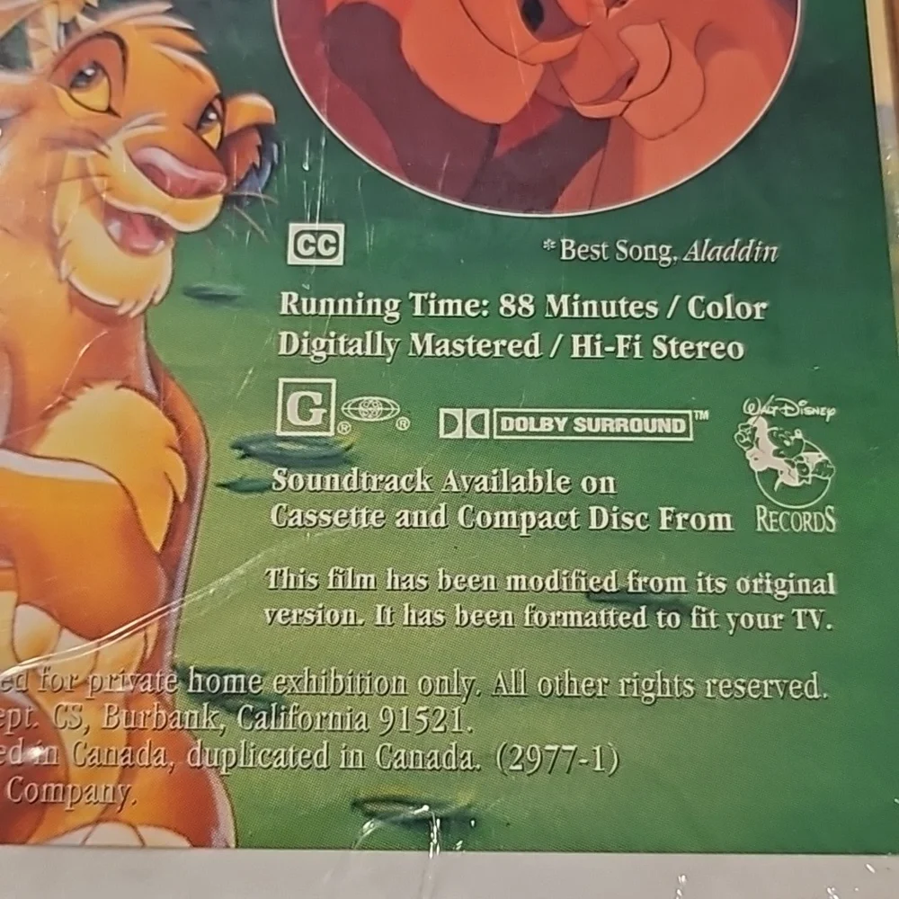 Vintage VHS tape The Lion King. New in package. Masterpiece collection